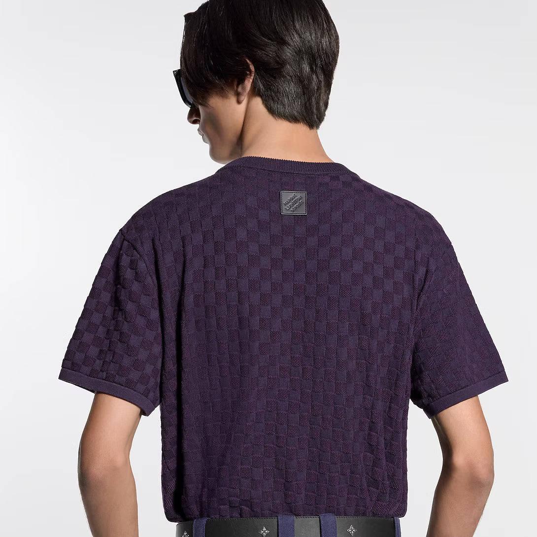 Damier Jacquard Short-Sleeved Crewneck