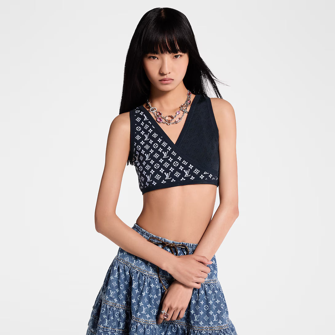Monogram Jacquard Knit Crop Top