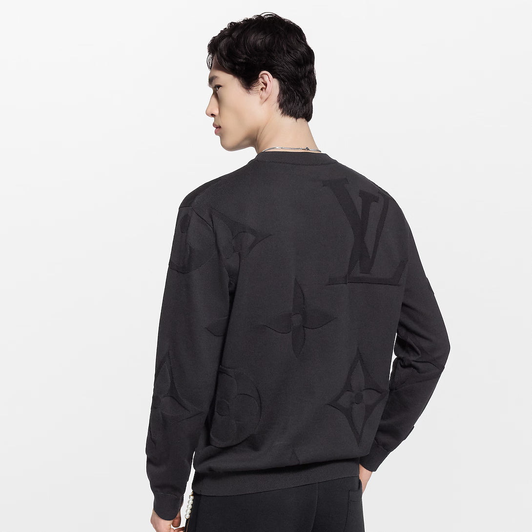Monogram Long-Sleeved Cotton Crewneck