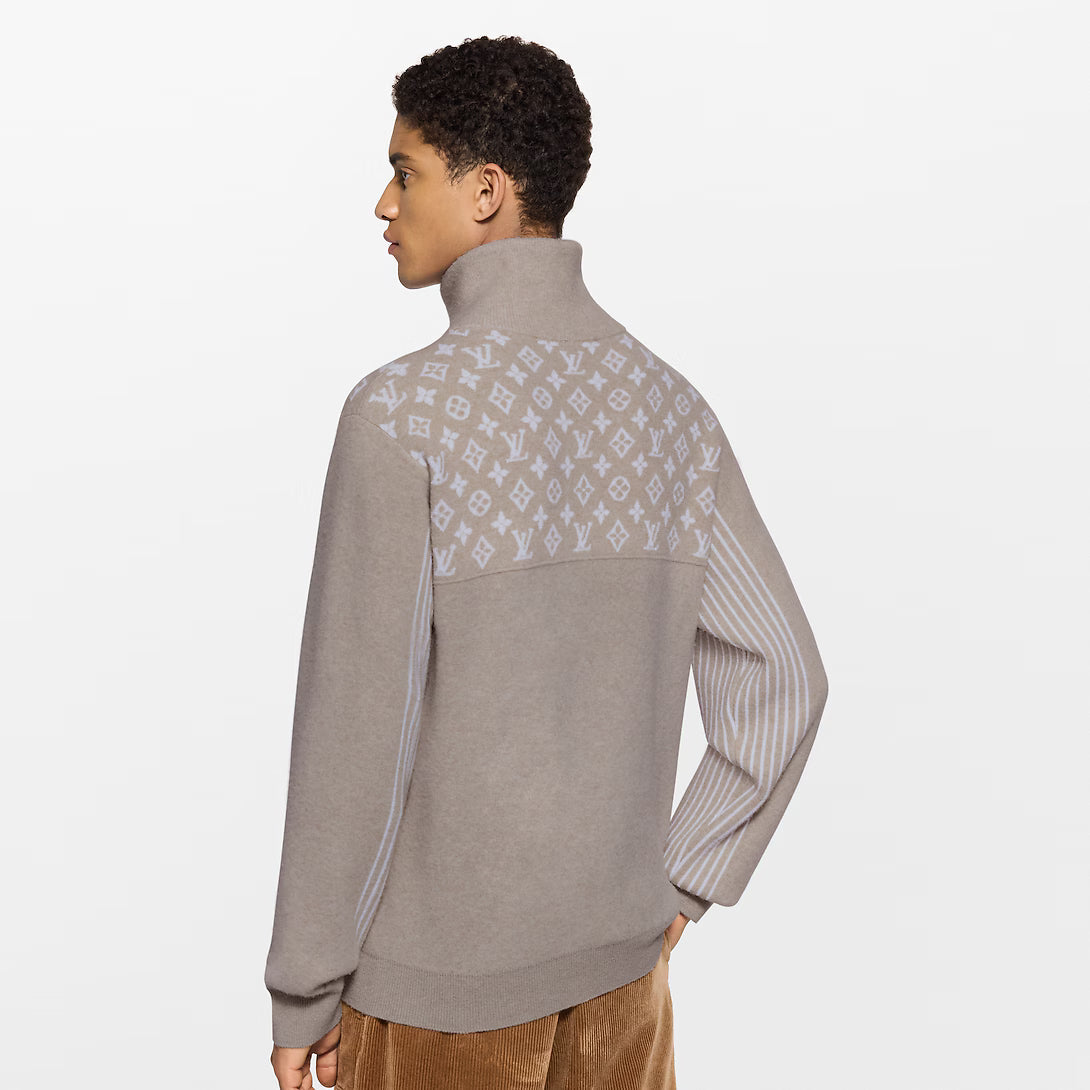 Ribbed Wool Half-Zip Pullover