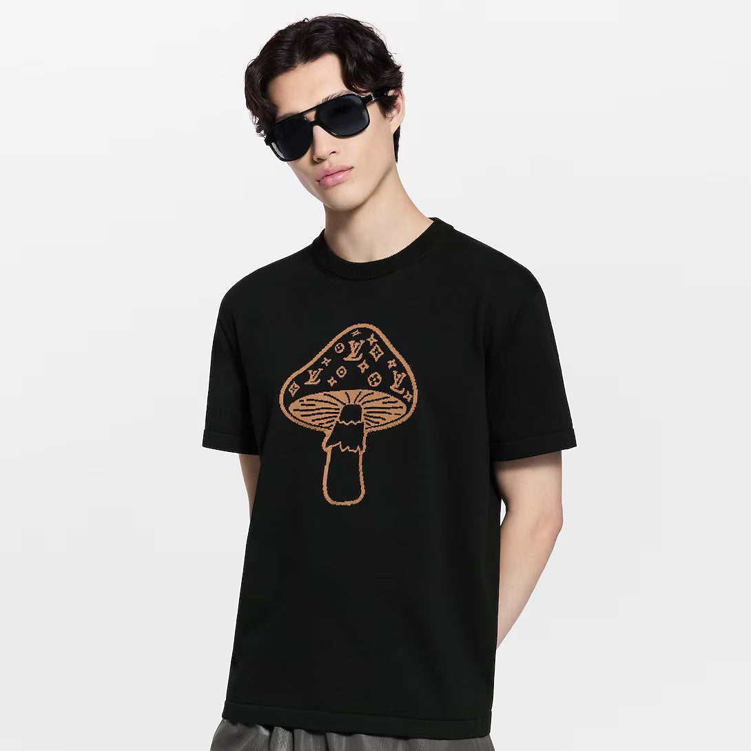 Short-Sleeved Intarsia Crewneck