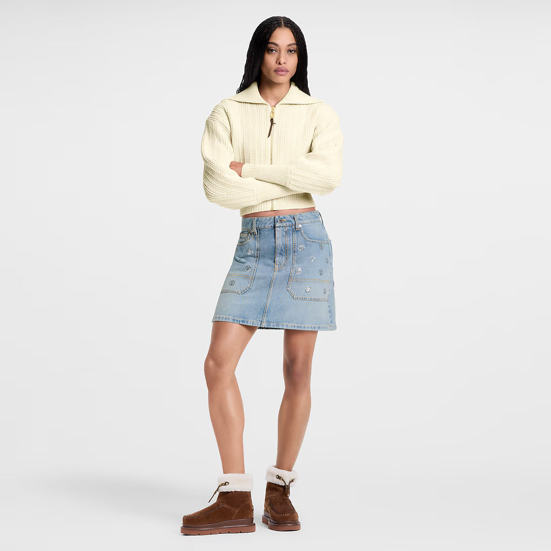 Signature Sequin Denim Mini Skirt