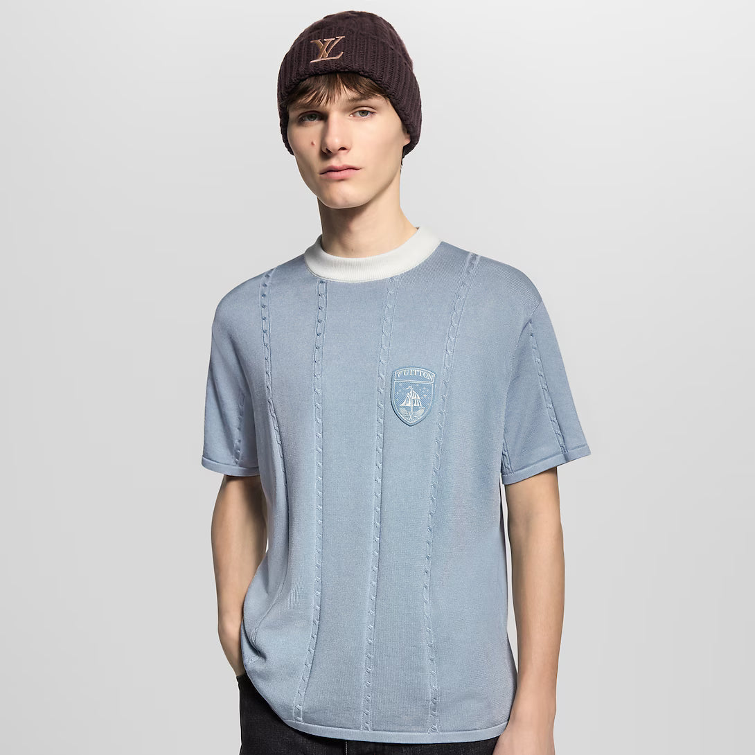 Silk-Cotton Short-Sleeved Crewneck