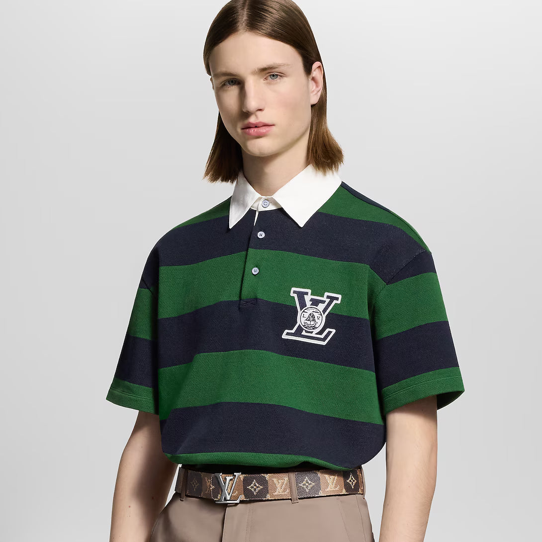 Striped Short-Sleeved Polo Shirt