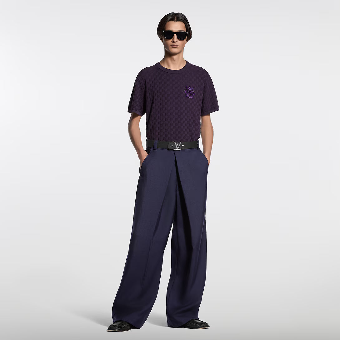 Damier Jacquard Short-Sleeved Crewneck