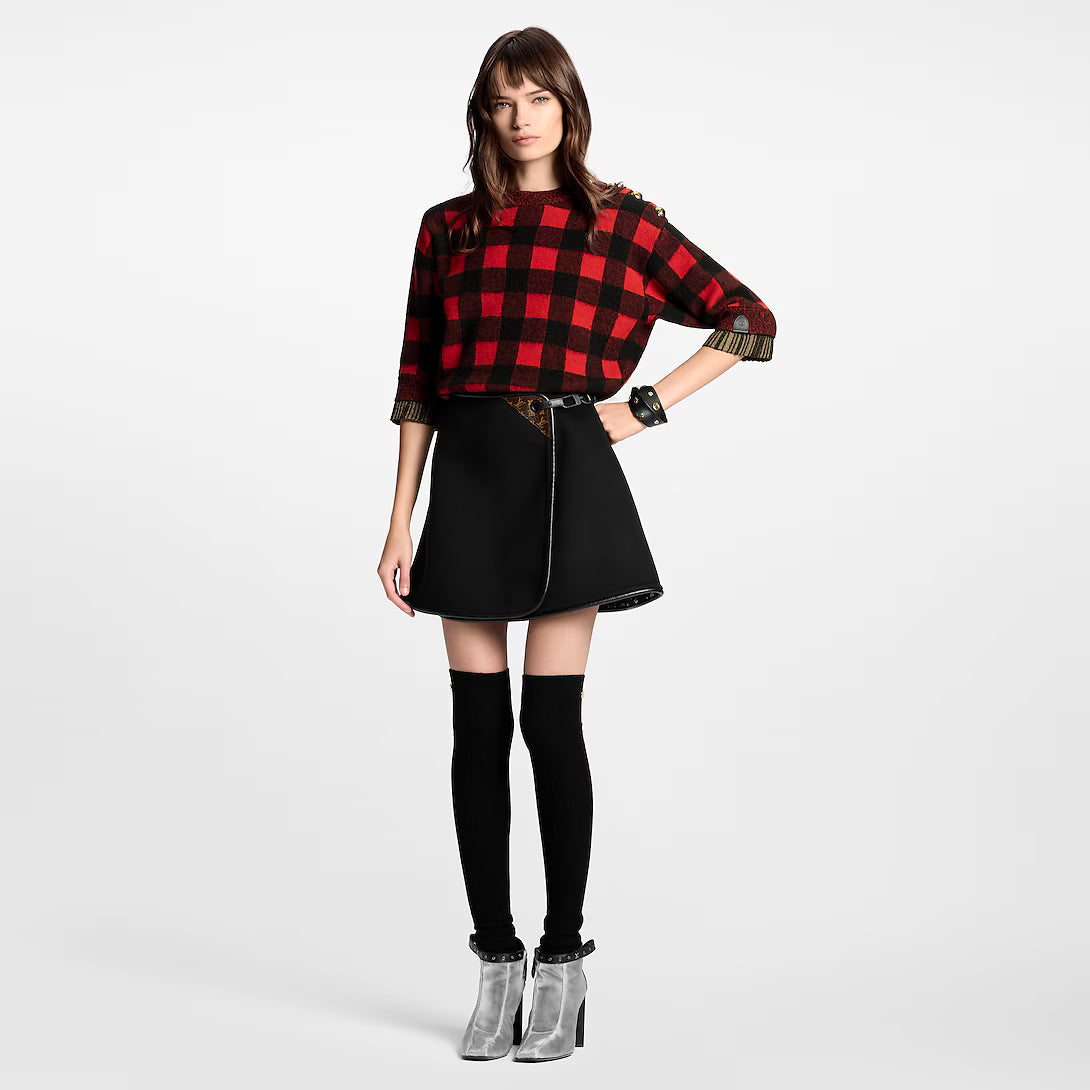 Graphic Check Knit Top