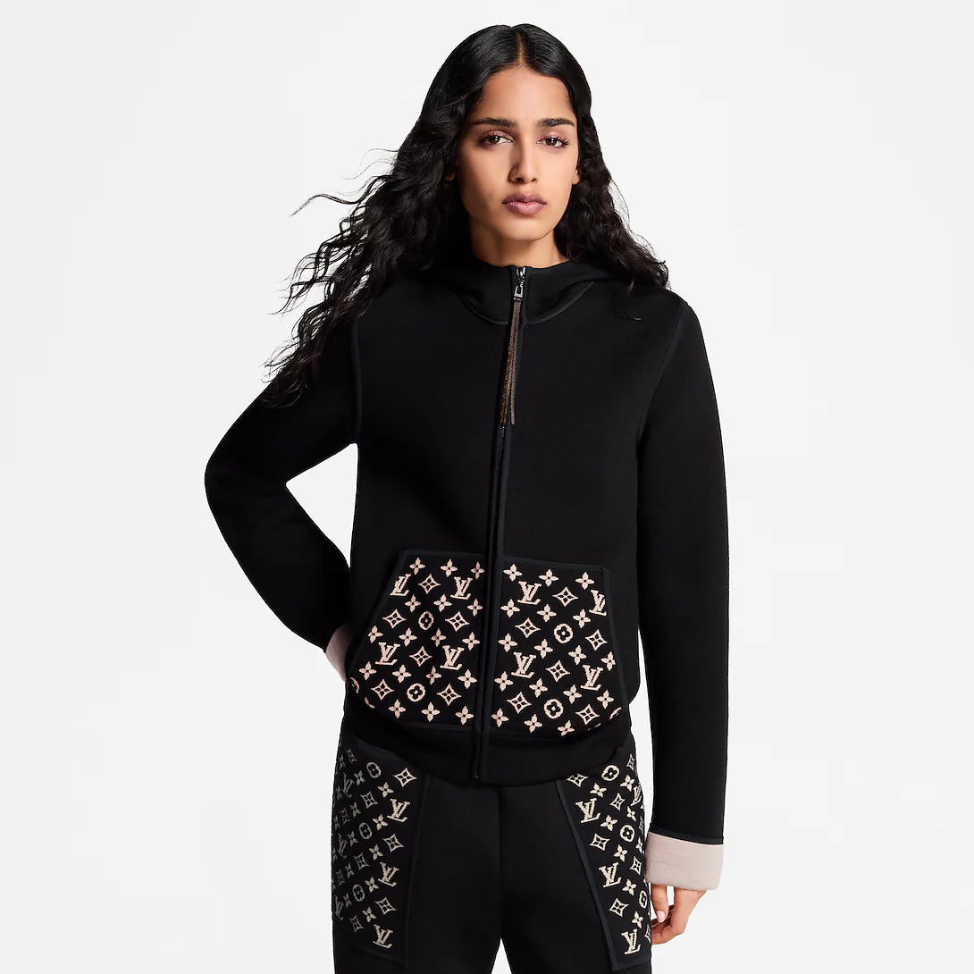Monogram Accent Zip-Up Hoodie