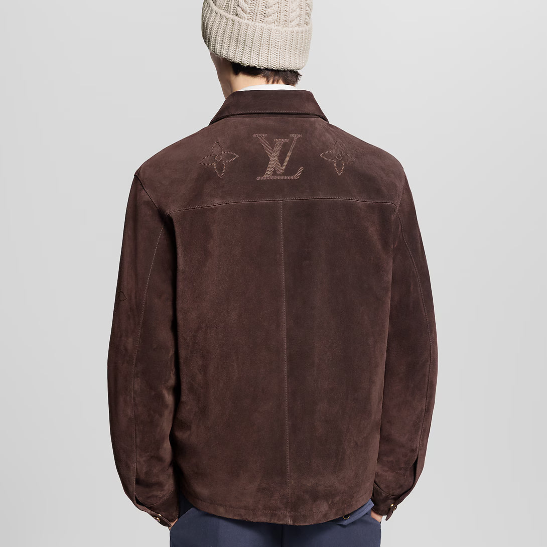 Monogram Embroidered Suede Overshirt