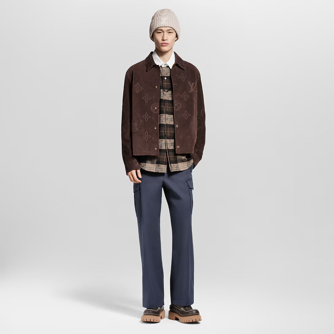 Monogram Embroidered Suede Overshirt