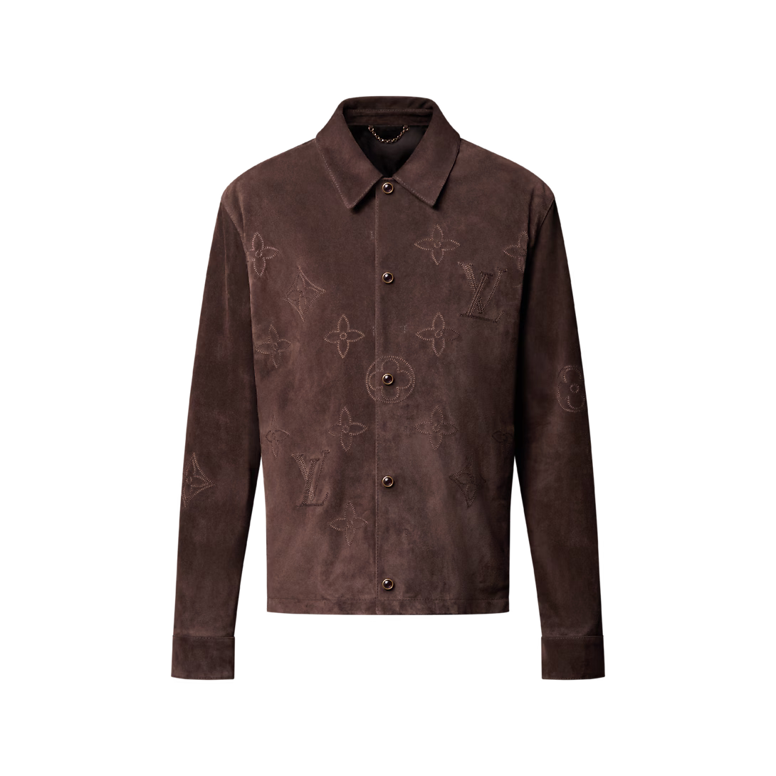 Monogram Embroidered Suede Overshirt