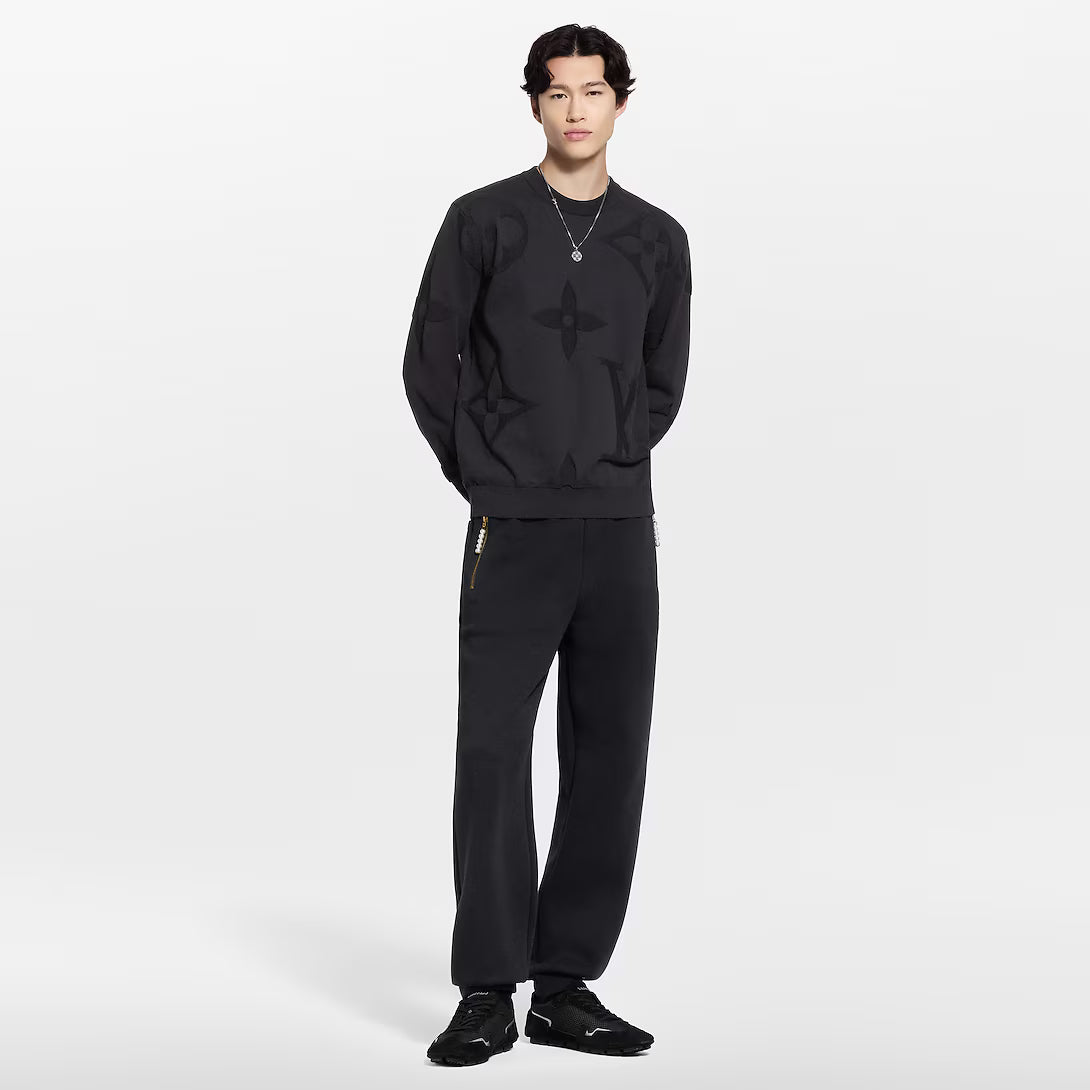 Monogram Long-Sleeved Cotton Crewneck
