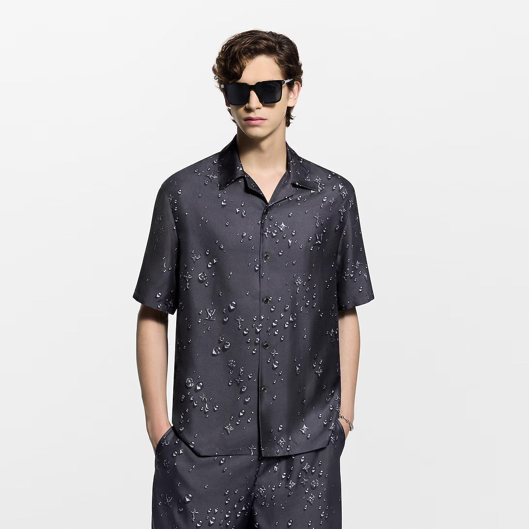 Monogram Short-Sleeved Silk Shirt