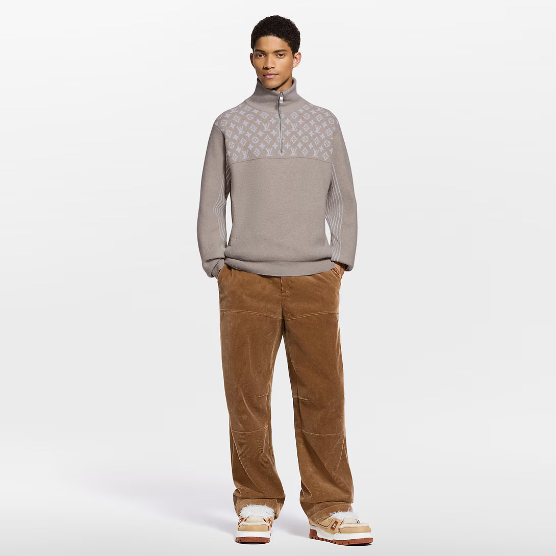 Ribbed Wool Half-Zip Pullover