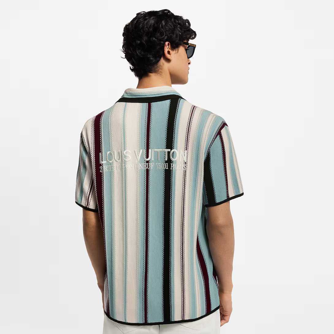 Striped Crochet Short-Sleeved Shirt
