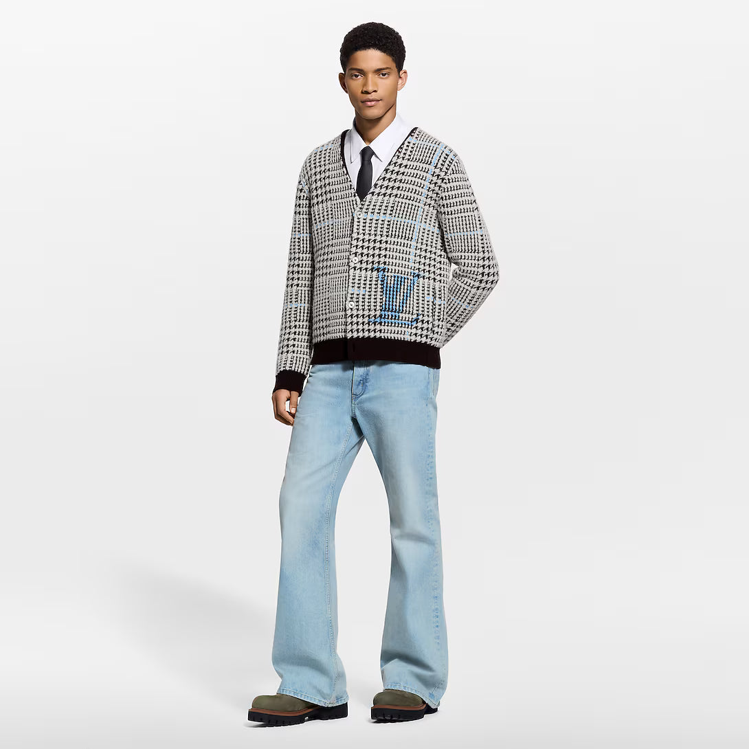 Textured Plaid Cardigan