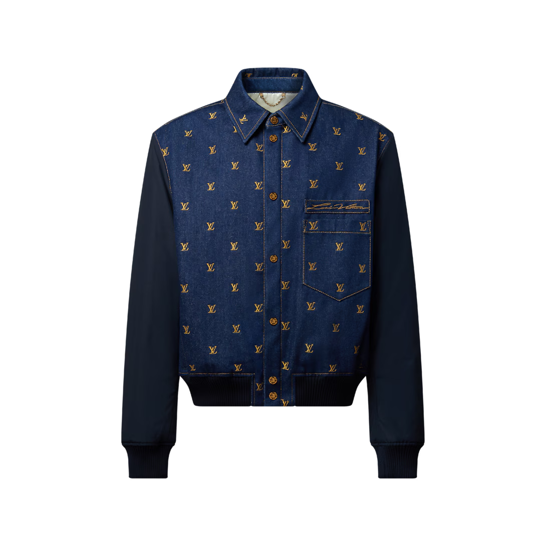 Upcycled Denim Varsity Jacket